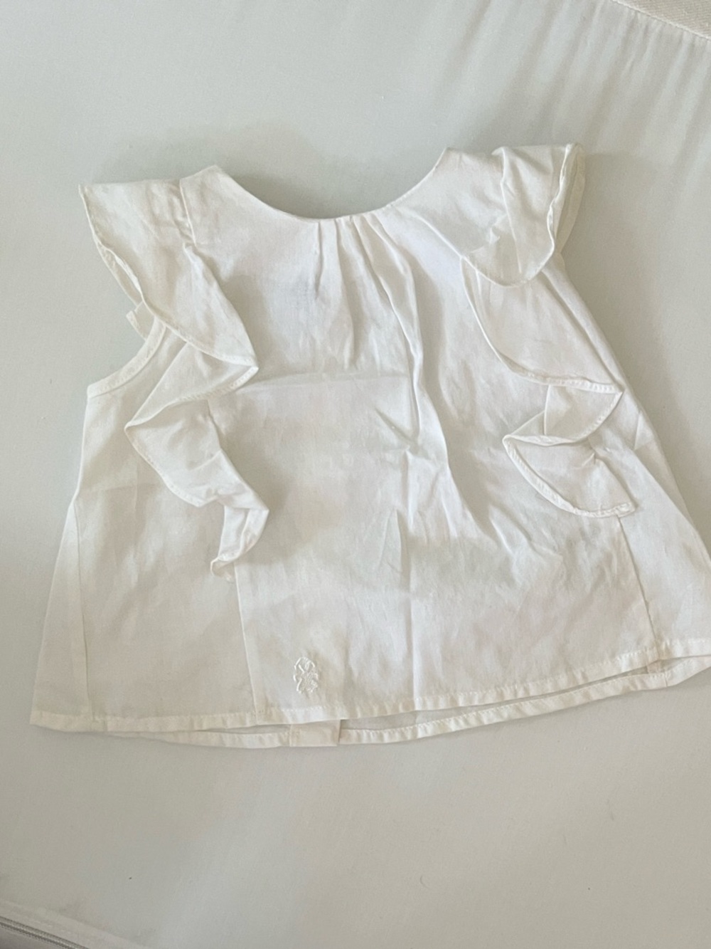 White Ruffle Sleeve Kids Top